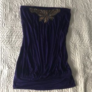 Purple Strapless Top